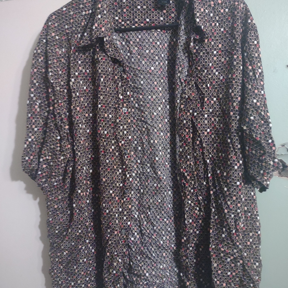 Men's short sleeve button down shirt Claiborne size‎ XL 100 percent rayon
